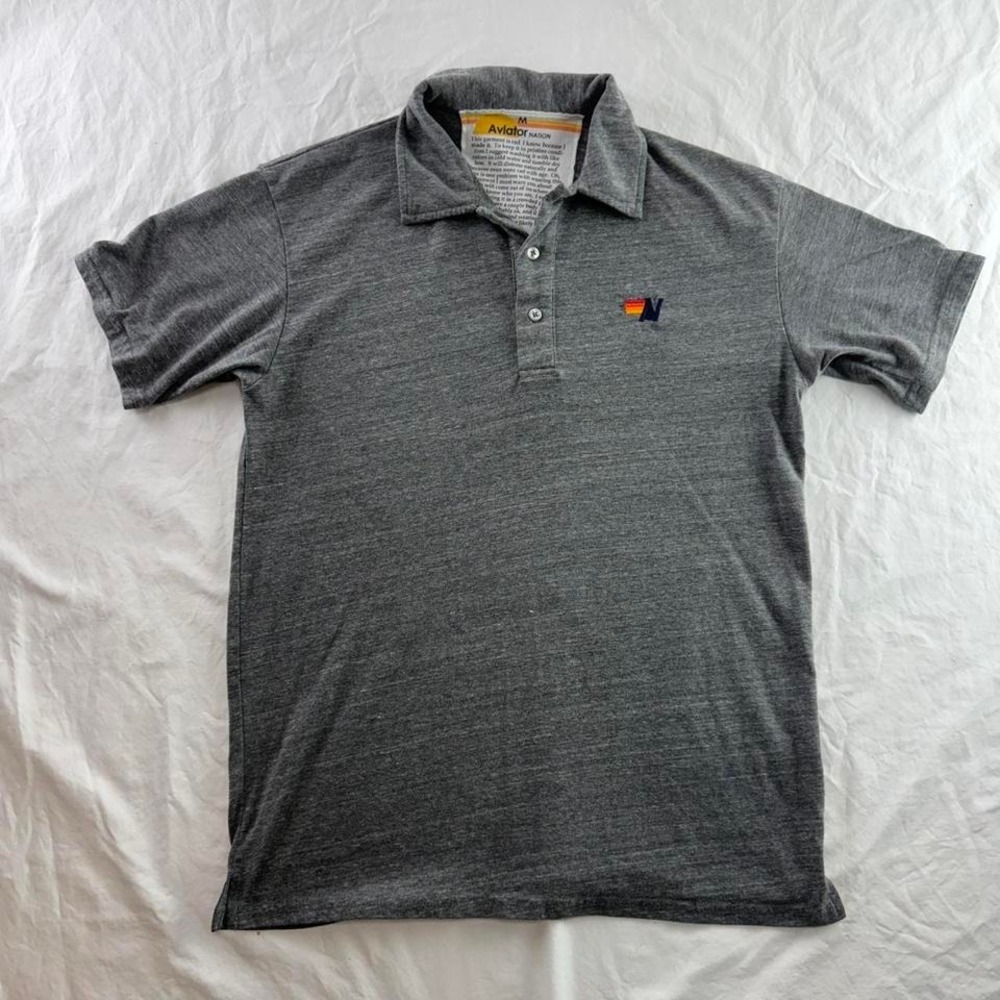 Aviator Nation Grey Polo Shirt Men's Sz M Preppy Retro Golf Surf California